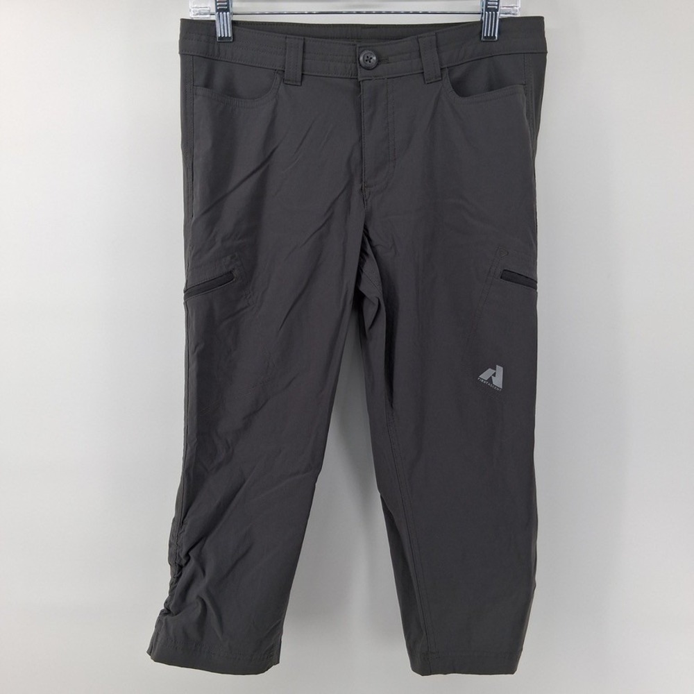 Eddie Bauer First Ascent Capri Pants Womens 4 Charcoal Gray Cargo Pockets Solid